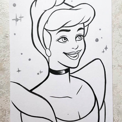Disney pen&ink card // cinderella