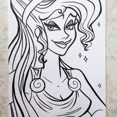 Disney pen&ink card // megara hercules