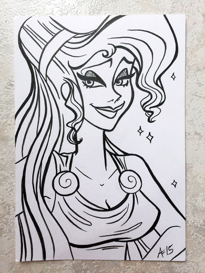 Disney Pen&Ink Card // Megara Hercules