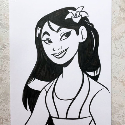 Disney pen&ink card // mulan