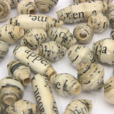 Vintage book salvaged paper beads 30 pcs made to order