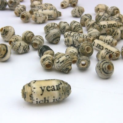 Vintage book salvaged paper beads 30 pcs made to order