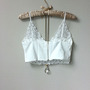 White Lace Bralette Crop Top, Lace Bra with Zipper Back-1