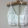 White Lace Bralette Crop Top, Lace Bra with Zipper Back-2
