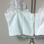 White Lace Bralette Crop Top, Lace Bra with Zipper Back-3