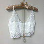 White Lace Bralette Crop Top, Lace Bra with Zipper Back-4