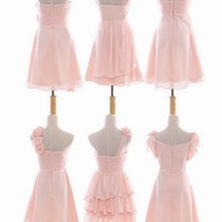 short bridesmaid dress, pink bridesmaid dress, mismatched bridesmaid dress, bridesmaid dress 2018, cheap bridesmaid dress, BD14339 - Thumbnail 1