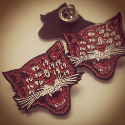 13 eyed cat enamel pin