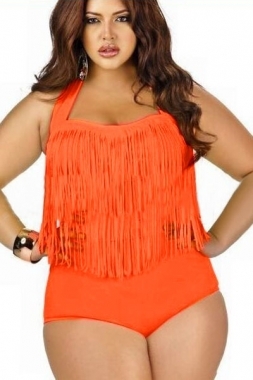 Plus Swim Fringe highwaist Peach