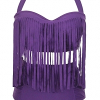 Plus Swim Fringe highwaist Purple - Thumbnail 1