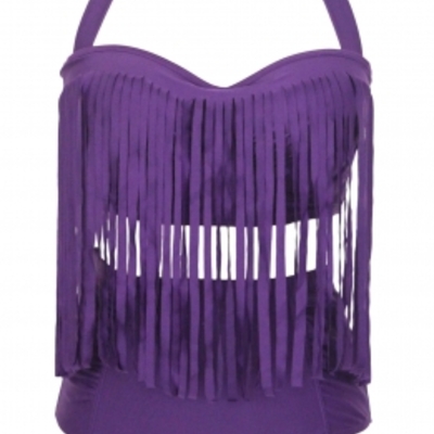 Plus swim fringe highwaist purple