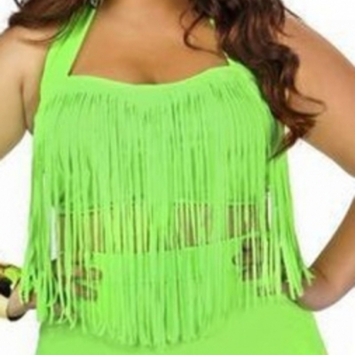 Plus swim fringe highwaist green