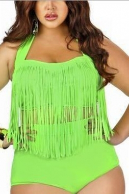 Plus Swim Fringe highwaist Green