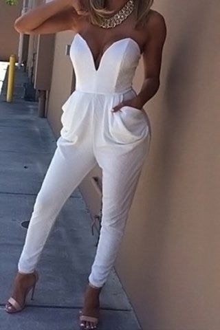 White Strapless Jumpsuit