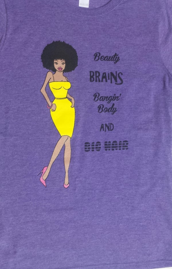 Purple Beauty and Brains Natural Hair T-shirt