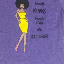Purple Beauty and Brains Natural Hair T-shirt