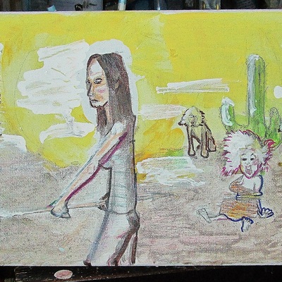 April and baboons, a painting