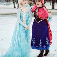 J808 Movies Frozen Snow Queen Elsa Cosplay Costume Deluxe palace dress tailor - Thumbnail 3