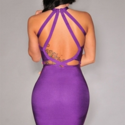 Caliente' purple bandage dress