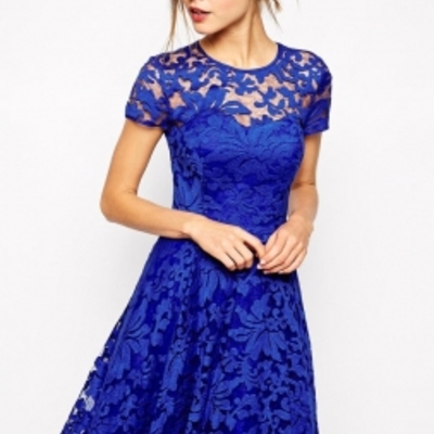 Blue lace skater dress
