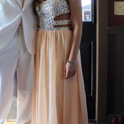 Champagne prom dress, long prom dress, chiffon prom dress, prom dress 2018, long evening dress, popular prom dress, bd143605