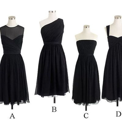 Mismatched bridesmaid dress, black bridesmaid dress, short bridesmaid dress, chiffon bridesmaid dress, cheap bridesmaid dress, bd14372