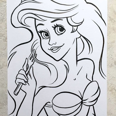 Disney pen&ink card // ariel