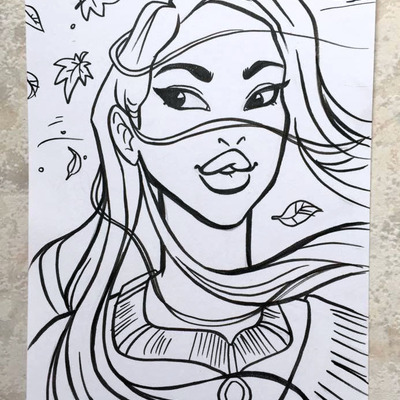 Disney pen&ink card // pocahontas