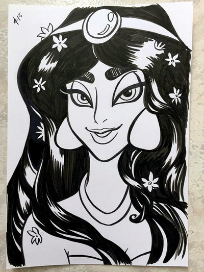 Disney Pen&Ink Card // Jasmine
