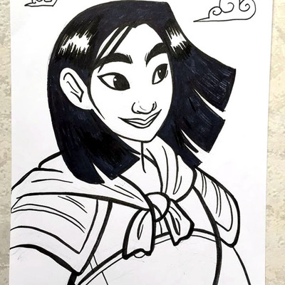 Disney pen&ink card // mulan ping