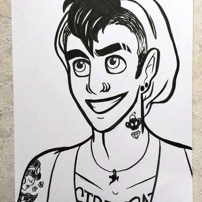 Disney pen&ink card // punk/hipster aladdin
