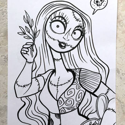 Disney pen&ink card // sally nightmare before christmas