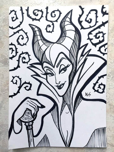 Disney Pen&Ink Card // Maleficent