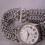 "Minimalist" Men's Chainmaille watch (silver & white band) - Thumbnail 2