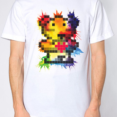 "watercolor" pixel-bear / white