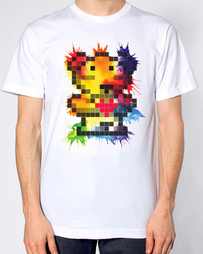 "Watercolor" Pixel-Bear / White