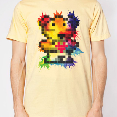 "watercolor" pixel-bear / yellow