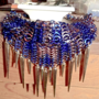 "Spiked Blue Champagne" folded collar necklace - Thumbnail 3