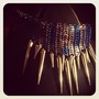 "Spiked Blue Champagne" folded collar necklace - Thumbnail 2