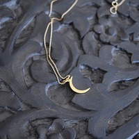 Sterling Silver Crescent Moon Necklace - Thumbnail 2