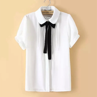 Japanese students bowknot tie sweet chiffon blouse - Thumbnail 3