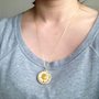 Pressed Dried Flower Gold Plated Round Lace Necklace-2