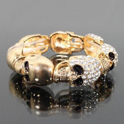 Skull half stoned stretchy bracelet - Thumbnail 2