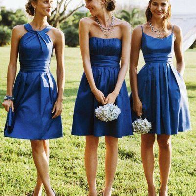 Short bridesmaid dresses, mismatched bridesmaid dresses, blue bridesmaid dresses, taffeta bridesmaid dresses, bd14384