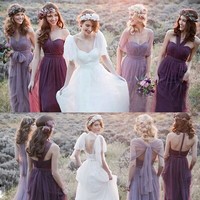 long bridesmaid dresses, convertible bridesmaid dresses, purple bridesmaid dresses, bridesmaid dresses cheap, BD143992 - Thumbnail 2