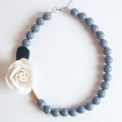 Fabric flower statement necklace nl0898