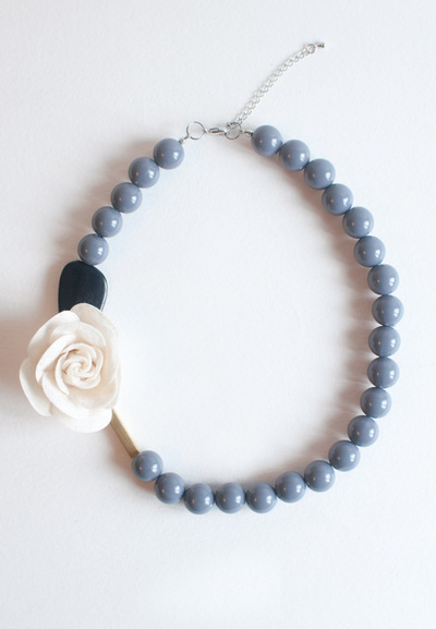 Fabric Flower Statement Necklace NL0898