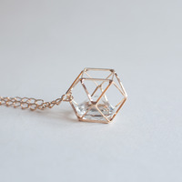 Crystal Octagon Pendant Necklace NL0884 - Thumbnail 1