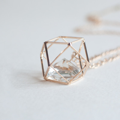 Crystal octagon pendant necklace nl0884