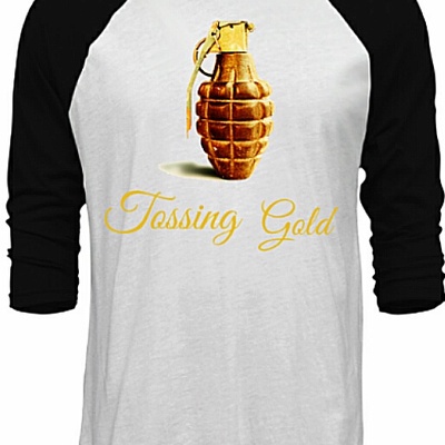 Tossing gold baseball tee